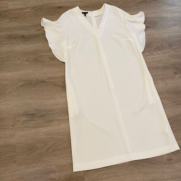 NEW ESCADA SHIFT V-NECK MIDI DRESS OFF WHITE SZ42=L - Picture 3 of 15